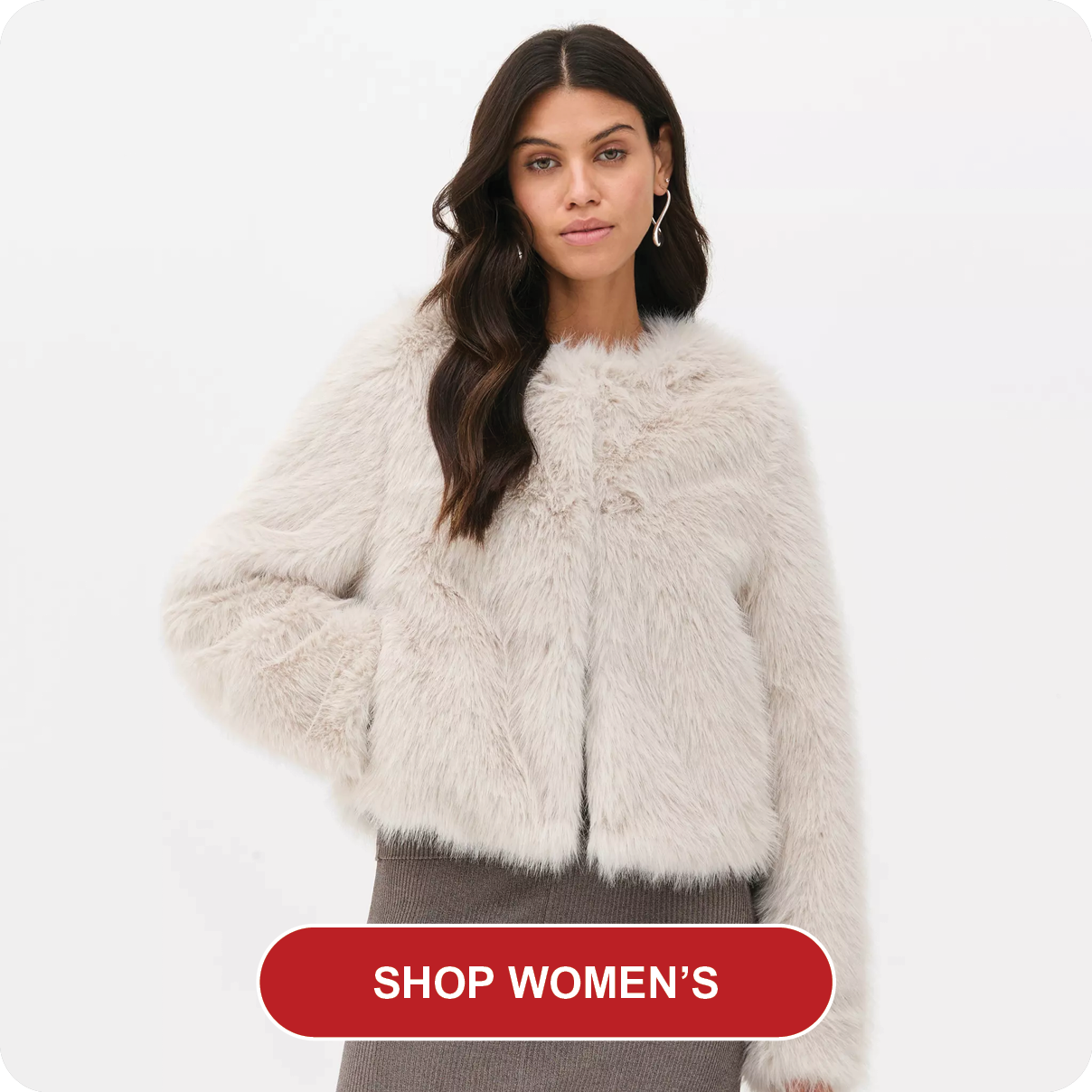 Woman wearing beige fur coat