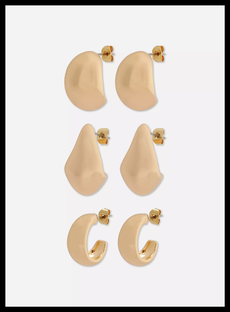 3pk The Edit Dome Hooped Earrings