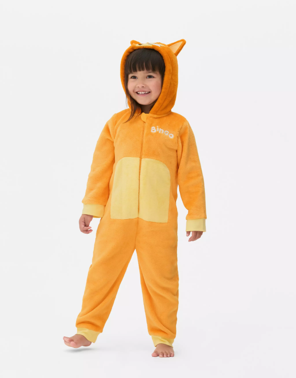 Child wearing Bluey Bingo Onesie