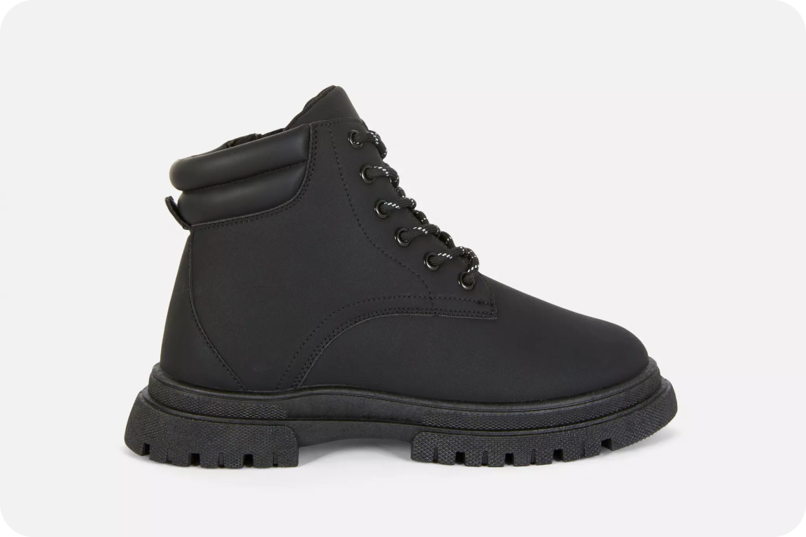 Black Zip-Up Hiker Boots