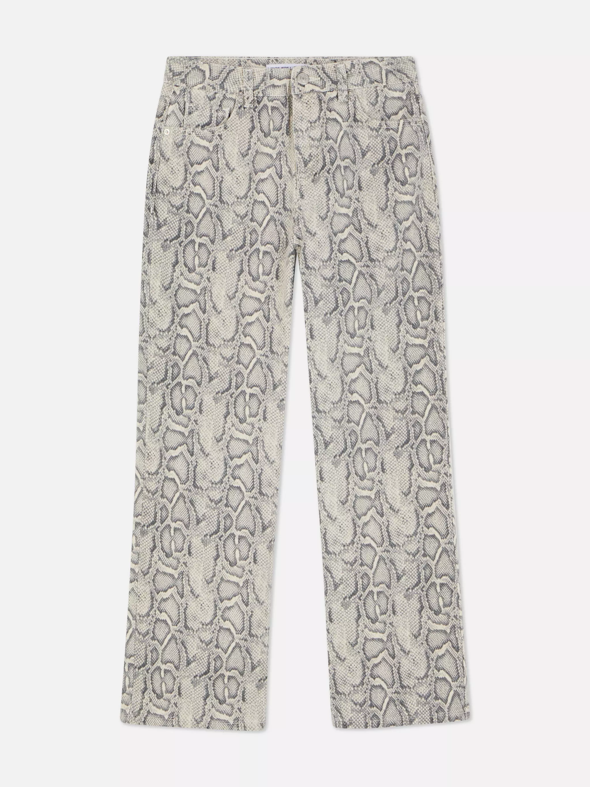 Snake Pattern Wide Leg Jeans