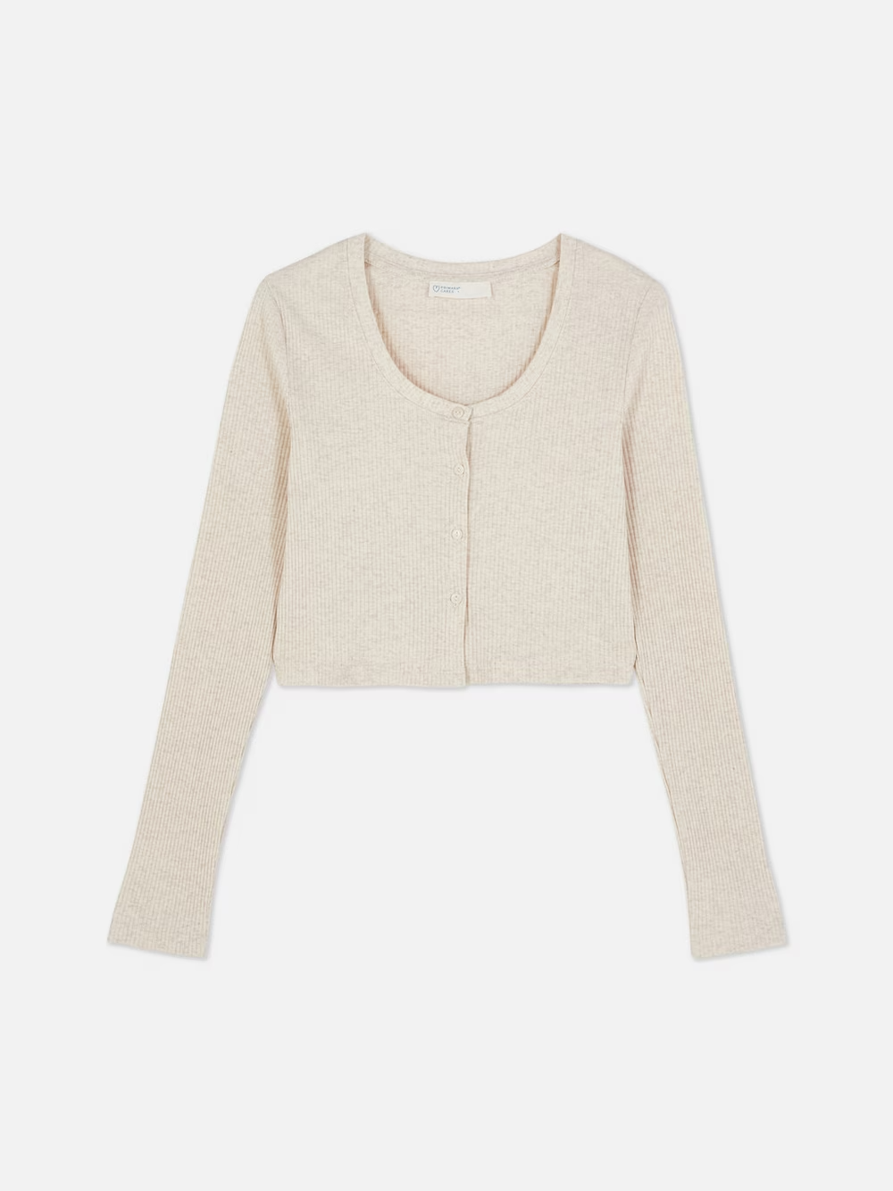 Ribbed Crop Cardigan Oatmeal