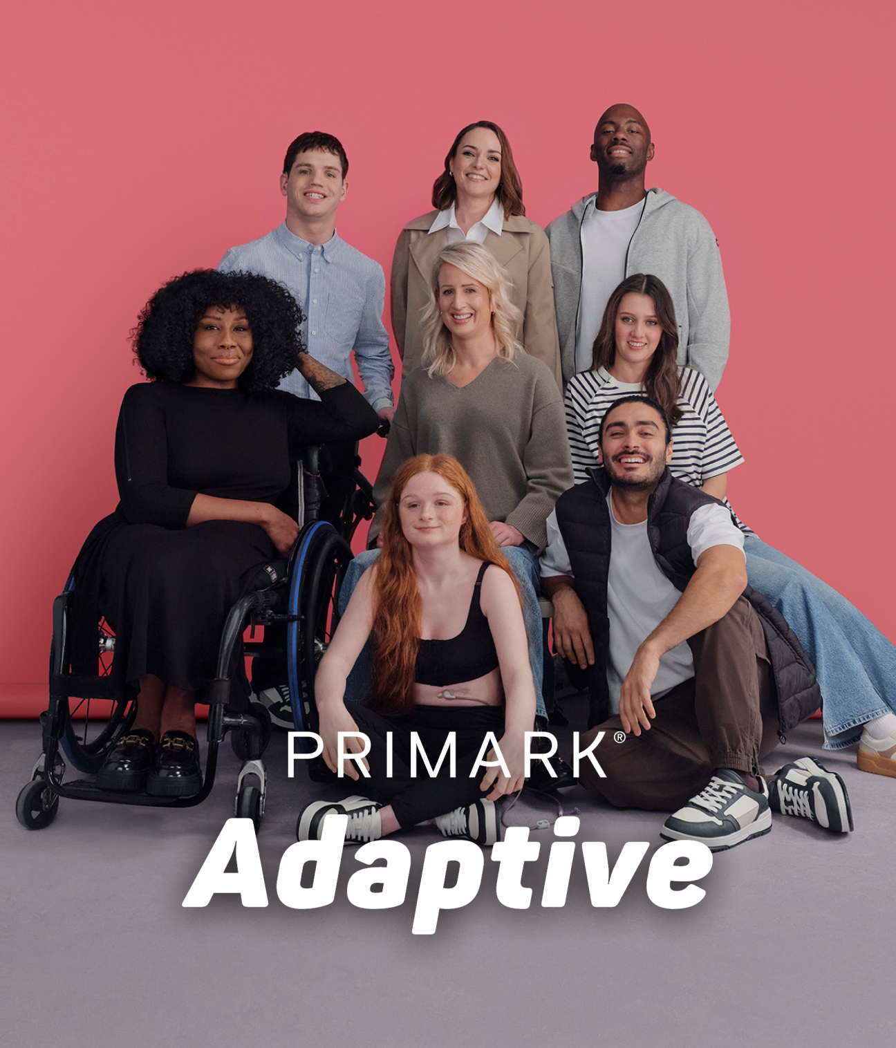 A group of women and men wearing Primark's adaptive clothing 