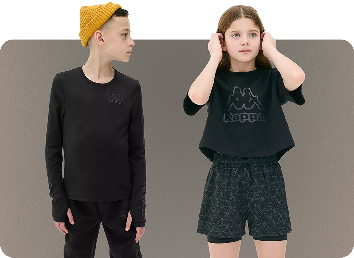 Child models wearing Kappa x Primark collection