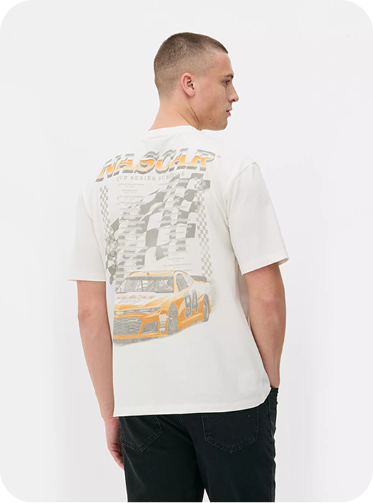 Man wearing NASCAR Graphic T-Shirt