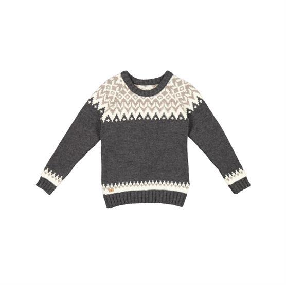 Image of Fuza Wool Helga Sweater Round Neck, Coal