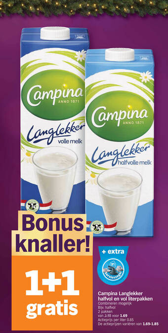 Campina Langlekker halfvol en vol literpakken