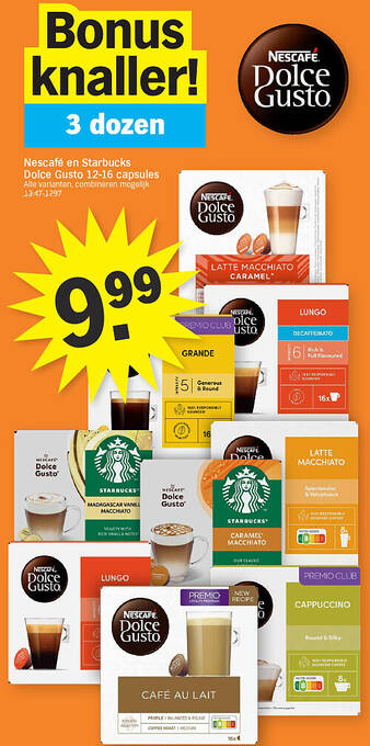 Nescafé en Starbucks Dolce Gusto 12-16 capsules