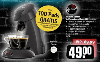 Senseo PHILIPS Senseo Kaffeepadmaschine HD6552/19