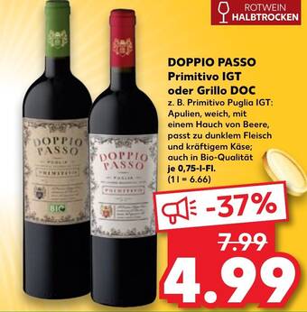 DOPPIO PASSO Primitivo IGT oder Grillo DOC