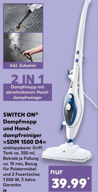 SWITCH ON Dampfmopp und Hand- dampfreiniger SDM 1500 D4