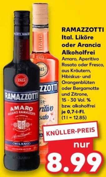 RAMAZZOTTI Ital. Liköre oder Arancia Alkoholfrei