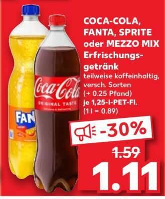 COCA-COLA, FANTA, SPRITE oder MEZZO MIX Erfrischungsgetränk