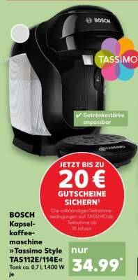 BOSCH Kapselkaffeemaschine Tassimo Style TAS1122/114E