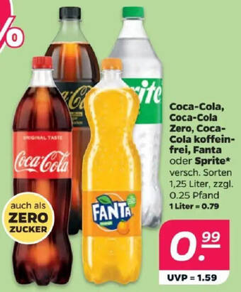 Coca-Cola, Coca-Cola Zero, Coca-Cola koffeinfrei, Fanta oder Sprite*