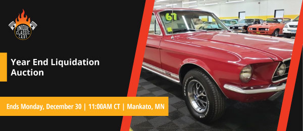 Unique Classic Cars Year End Liquidation Auction! | Lots start closing Monday, December 30, 2024  |  11:00 AM Central