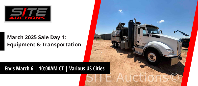  March 2025 Sale Day 1: Equipment & Transportation | Lots start closing Thursday, March 6, 2025  |  10:00 AM Central