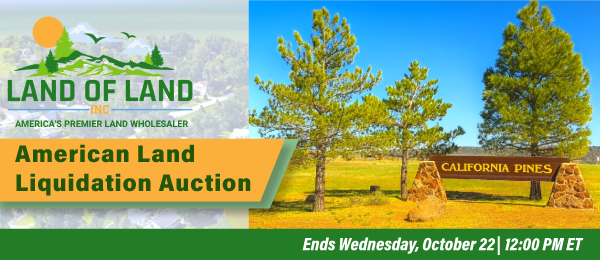 American Land Liquidation Auction! Lots start closing Wednesday, October 22, 2025  |  12:01 PM Eastern