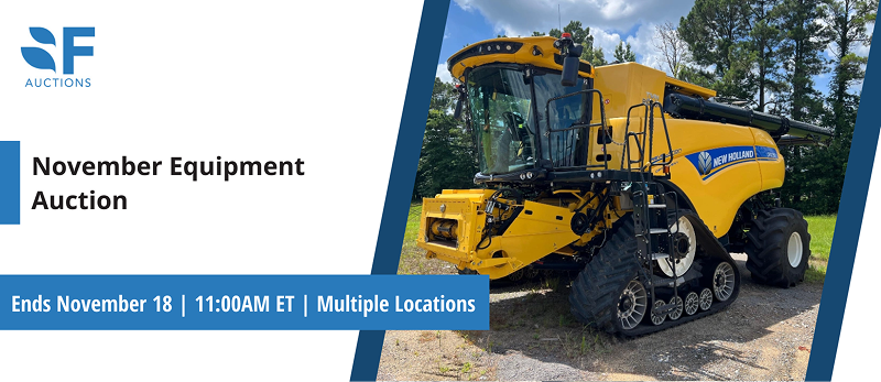 November Equipment Auction | Lots start closing Tuesday, November 18, 2025  |  11:00 AM Eastern