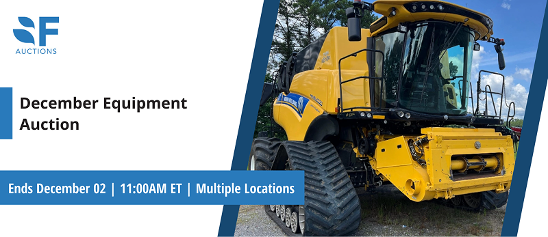 December Equipment Auction | Lots start closing Tuesday, December 02, 2025  |  11:00 AM Eastern