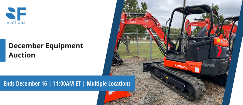December Equipment Auction | Lots start closing Tuesday, December 16, 2025  |  11:00 AM Eastern