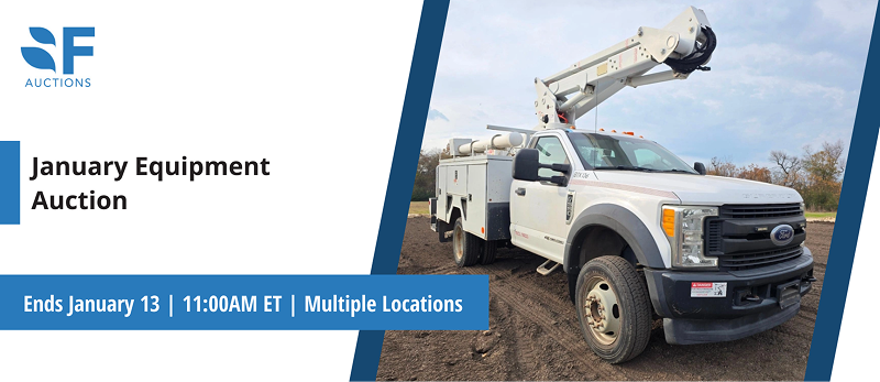 January Equipment Auction | Lots start closing Tuesday, January 13, 2026  |  11:00 AM Eastern