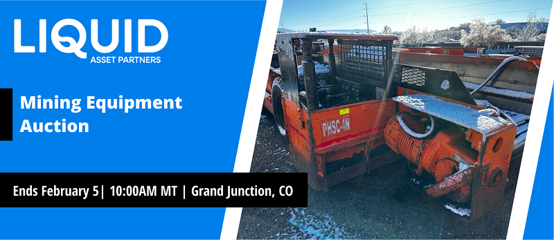 Mining Equipment Auction | Lots start closing Thursday, February 5, 2026  |  10:00 AM Mountain