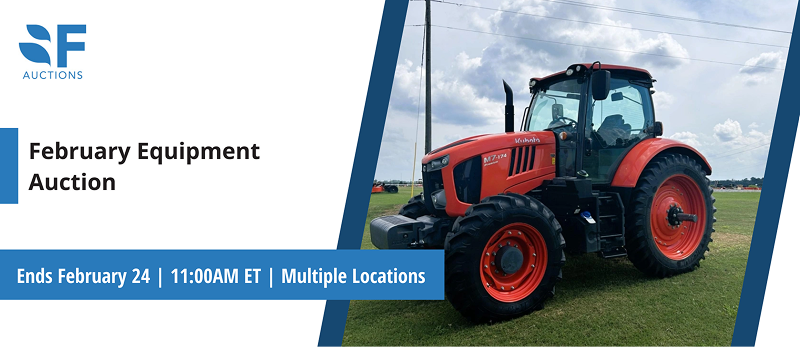 February Equipment Auction | Lots start closing Tuesday, February 24, 2026  |  11:00 AM Eastern