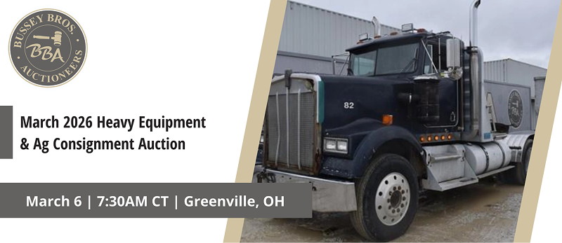 March 2026 Heavy Equipment & Ag Consignment Auction | Friday, March 6, 2026  |  7:30 AM Central