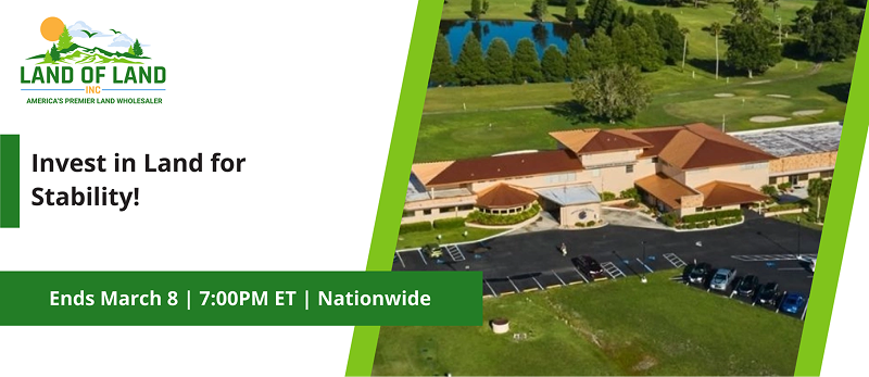 Invest in Land for Stability! | Lots start closing Sunday, March 8, 2026  |  7:01 PM Eastern
