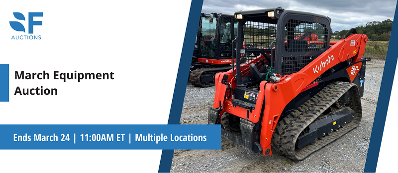 March Equipment Auction | Lots start closing Tuesday, March 24, 2026  |  11:00 AM Eastern