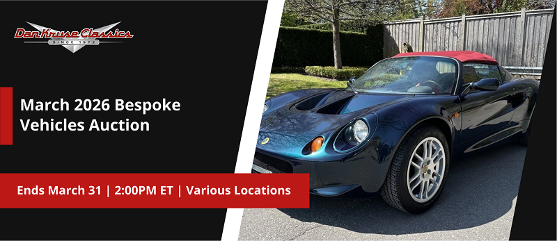 March 2026 Bespoke Vehicles Auction | Lots start closing Tuesday, March 31, 2026  |  2:00 PM Eastern