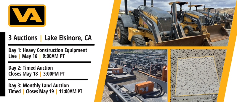 3 Auctions | Lake Elsinore, CA | May 16, 18 & 19