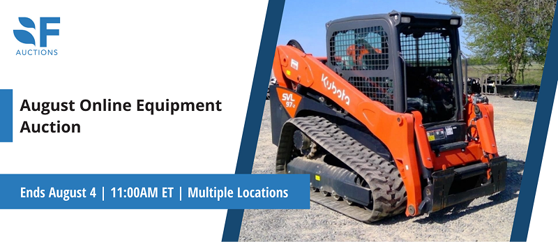 August Online Equipment Auction | Lots start closing Tuesday, August 4, 2026  |  11:00 AM Eastern