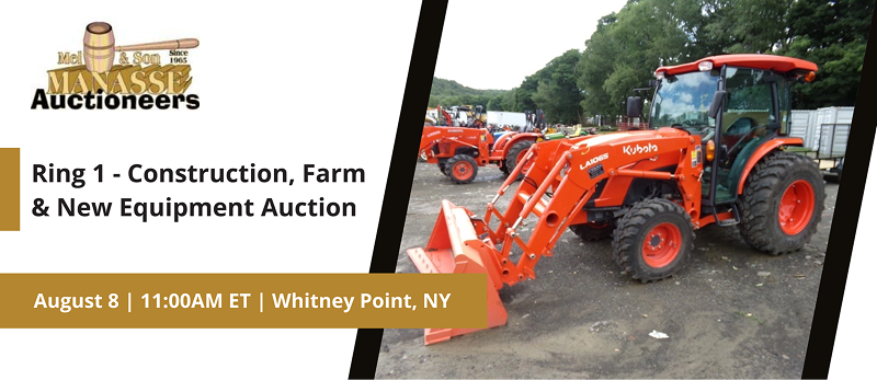 Ring 1 - Construction, Farm & Equipment Auction | Saturday, August 8, 2026  |  11:00 AM Eastern
