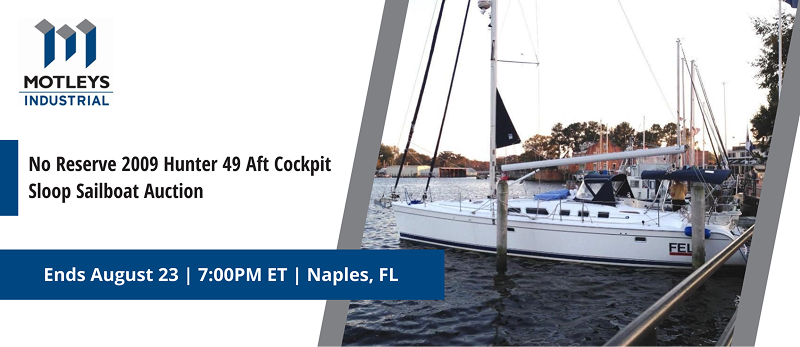 No Reserve 2009 Hunter 49 Aft Cockpit Sloop Sailboat Auction | Lots start closing Sunday, August 23, 2026  |  7:00 PM Eastern