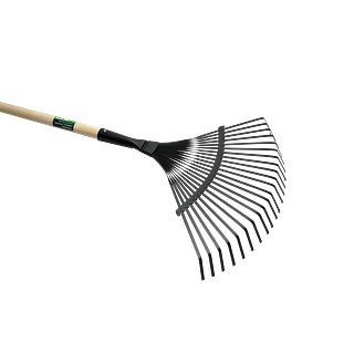 Farmari lehtiharava puuvarrella