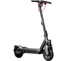 E-Scooter in schwarz und silber mit roten Details