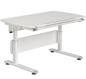 Weißer Kinderschreibtisch mit geneigter Tischplatte, höhenverstellbar