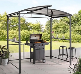 Grillpavillon in antrazith mit Dachplatten