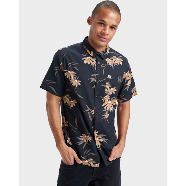 Mens Apero Classic Short Sleeve Shirt - BLACK COSTAL FLORA 64 / L