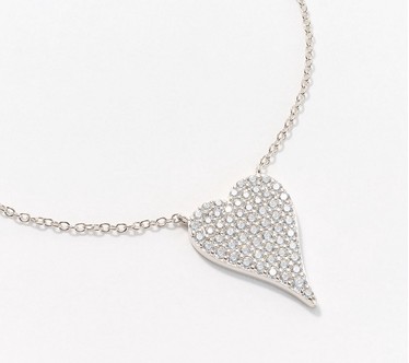 Diamonique x Jennifer Miller Signature Boxed Mini Pave Heart Necklace, Sterl