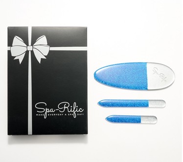 Spa-Rific Laser-Etched Hardened Glass 3-pc Shimmer Mani-Pedi Set