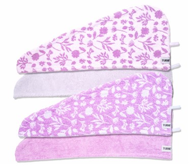 Turbie Twist Set of 4 100% Cotton Floral Print Hair Towels