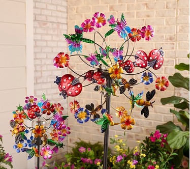 Temp-tations Outdoors Set of 2 Wind Spinners with Solar Lights