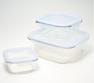 LocknLock 3-Piece Nestable Glass Square Storage Set