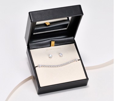 Diamonique Tennis Bracelet and Earrings with Gift Box, Sterling Silver