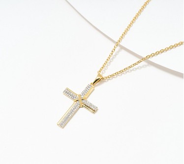 Affinity Diamonds Double Row 0.15 cttw Cross 20" Necklace