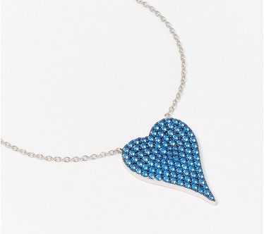 Diamonique x Jennifer Miller Signature Boxed Pave Heart, Necklace, Sterl