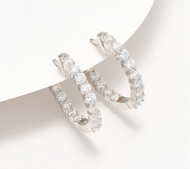 Fire Light Lab Grown Diamond 1 cttw Hoop Earrings, Sterling Silver